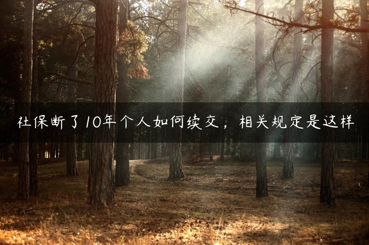 社保断了10年个人如何续交，相关规定是这样