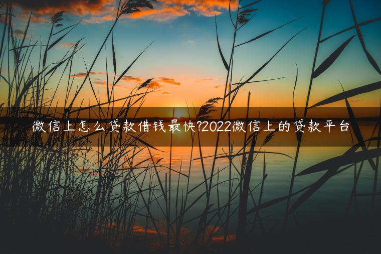 微信上怎么贷款借钱最快?2022微信上的贷款平台