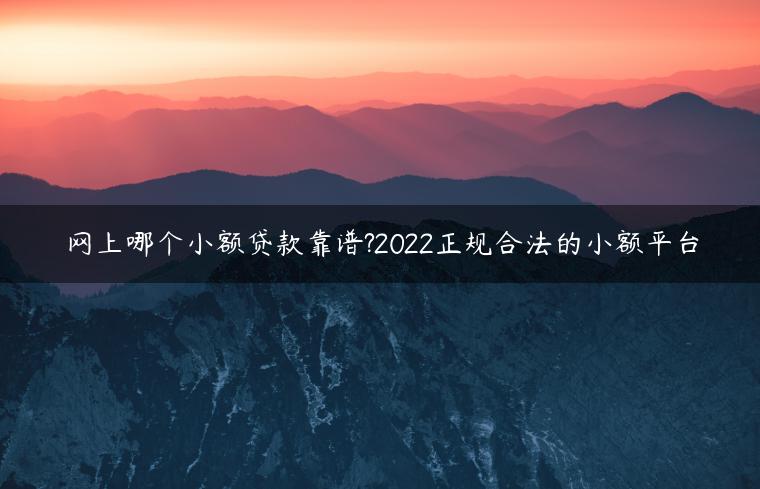 网上哪个小额贷款靠谱?2022正规合法的小额平台