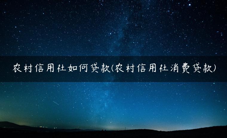 农村信用社如何贷款(农村信用社消费贷款)