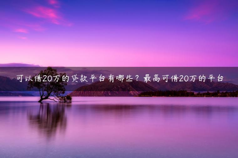 可以借20万的贷款平台有哪些？最高可借20万的平台