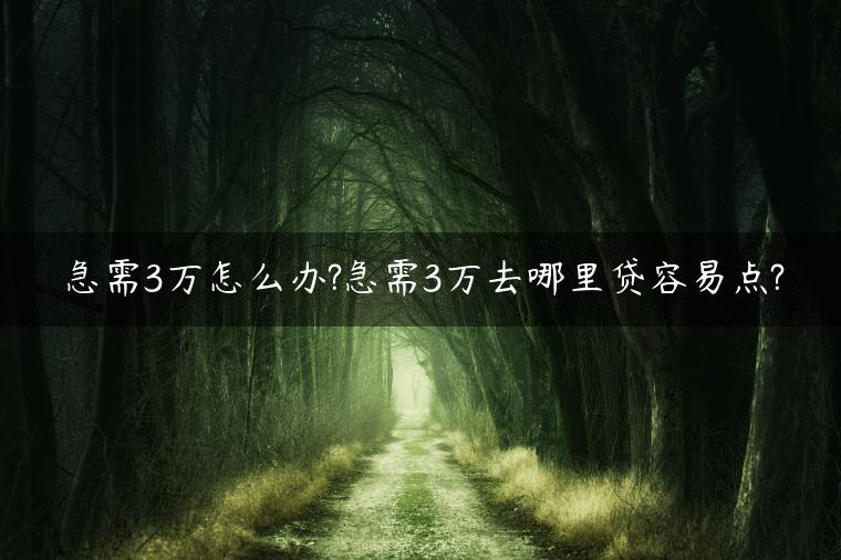 急需3万怎么办?急需3万去哪里贷容易点?