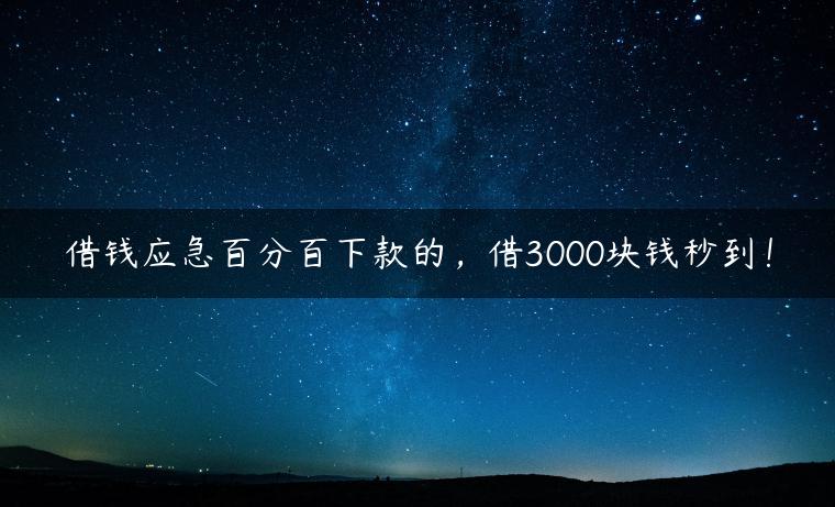 借钱应急百分百下款的，借3000块钱秒到！