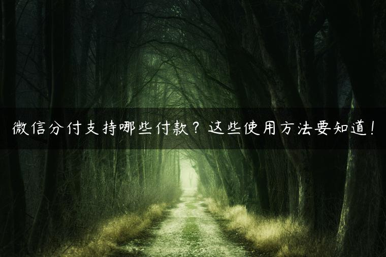 微信分付支持哪些付款？这些使用方法要知道！