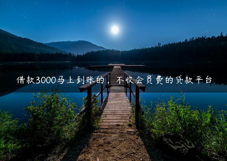 借款3000马上到账的，不收会员费的贷款平台