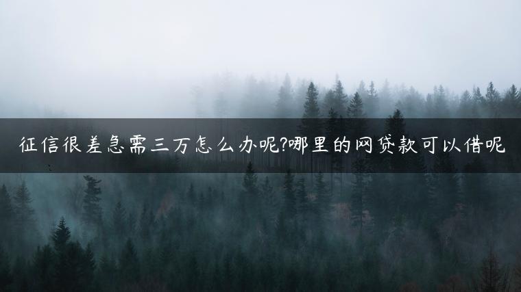 征信很差急需三万怎么办呢?哪里的网贷款可以借呢