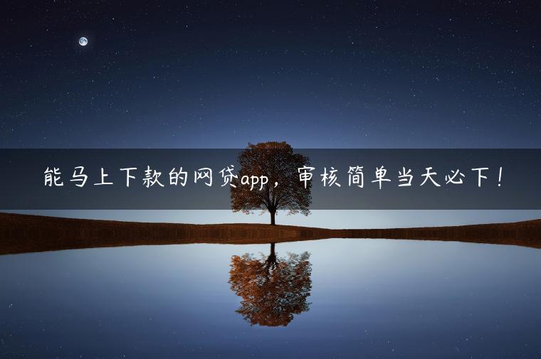 能马上下款的网贷app，审核简单当天必下！