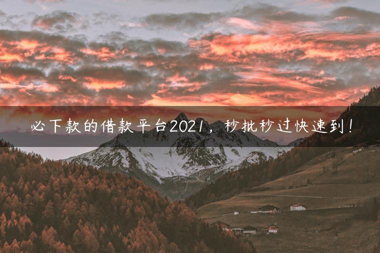 必下款的借款平台2021，秒批秒过快速到！