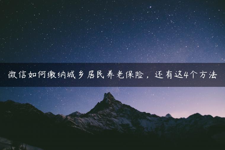 微信如何缴纳城乡居民养老保险，还有这4个方法