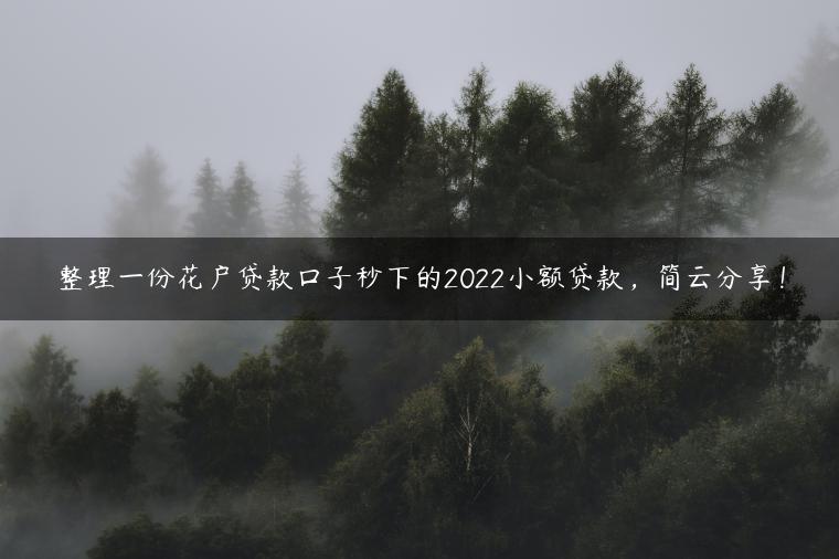 整理一份花户贷款口子秒下的2022小额贷款，简云分享！