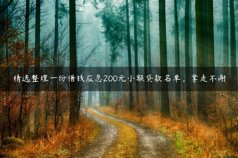 精选整理一份借钱应急200元小额贷款名单，拿走不谢