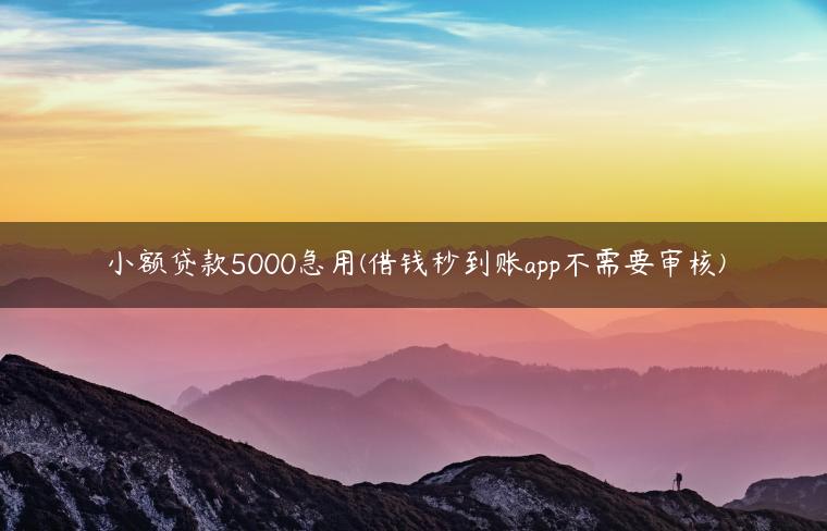 小额贷款5000急用(借钱秒到账app不需要审核)