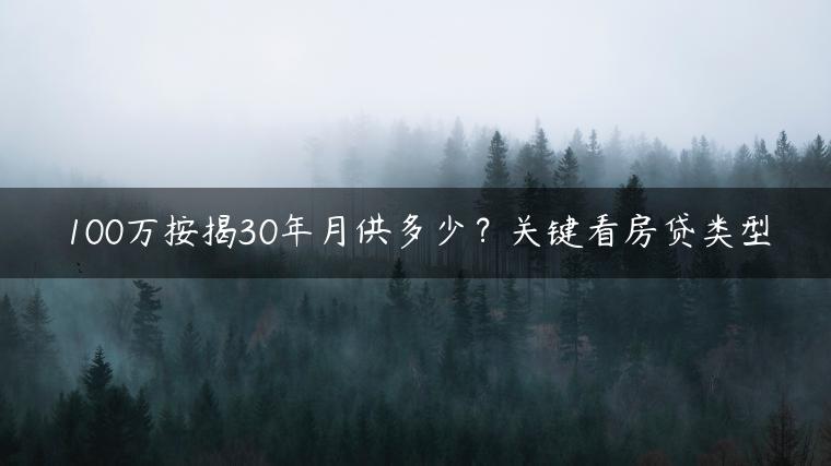 100万按揭30年月供多少？关键看房贷类型