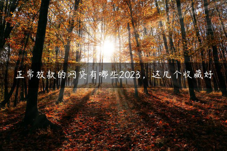 正常放款的网贷有哪些2023，这几个收藏好