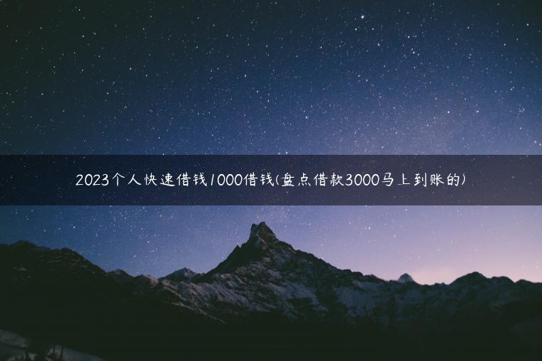 2023个人快速借钱1000借钱(盘点借款3000马上到账的)