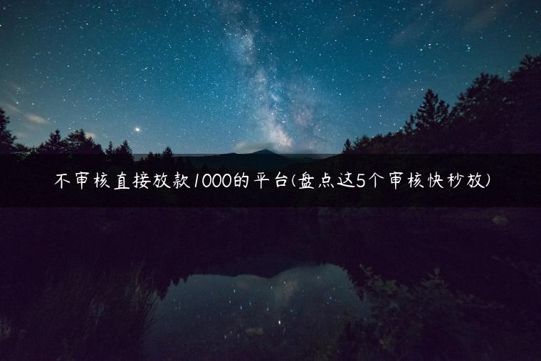 不审核直接放款1000的平台(盘点这5个审核快秒放)