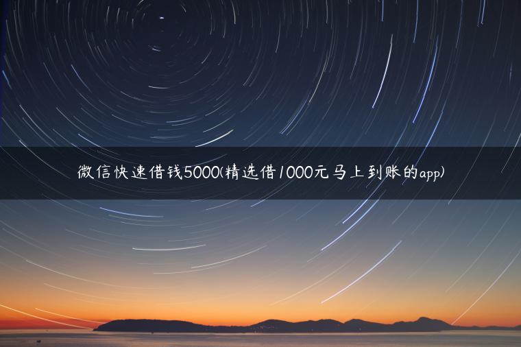 微信快速借钱5000(精选借1000元马上到账的app)