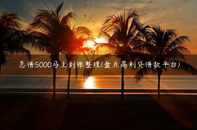 急借5000马上到账整理(盘点高利贷借款平台)