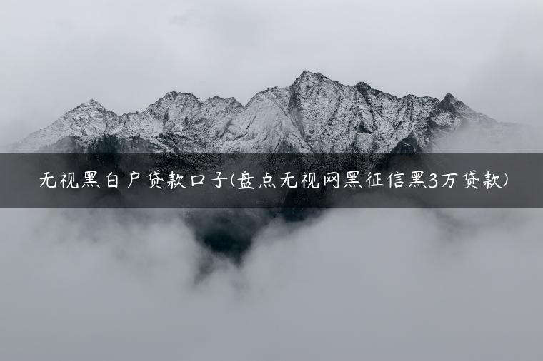 无视黑白户贷款口子(盘点无视网黑征信黑3万贷款)