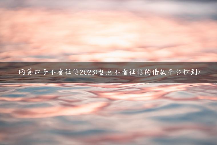 网贷口子不看征信2023(盘点不看征信的借款平台秒到)