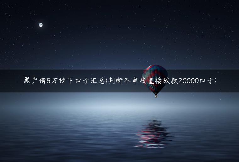 黑户借5万秒下口子汇总(判断不审核直接放款20000口子)