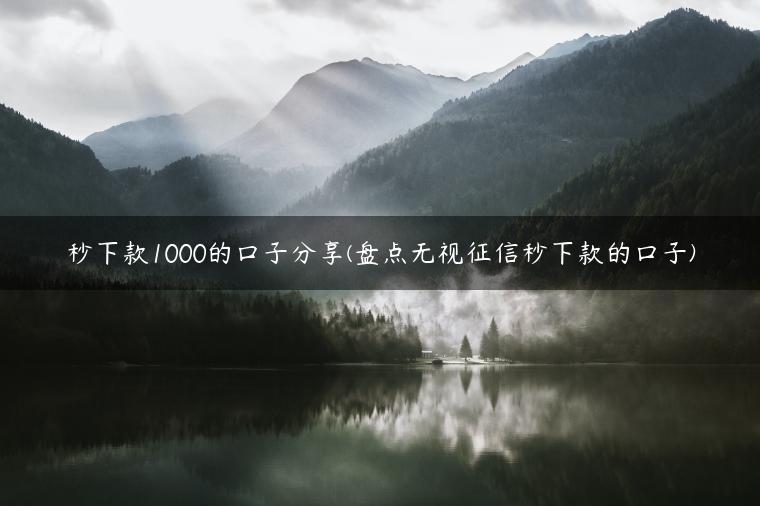 秒下款1000的口子分享(盘点无视征信秒下款的口子)