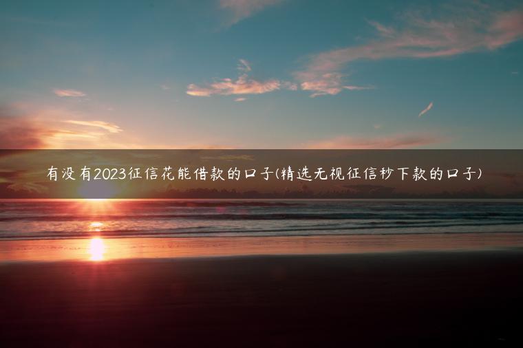 有没有2023征信花能借款的口子(精选无视征信秒下款的口子)