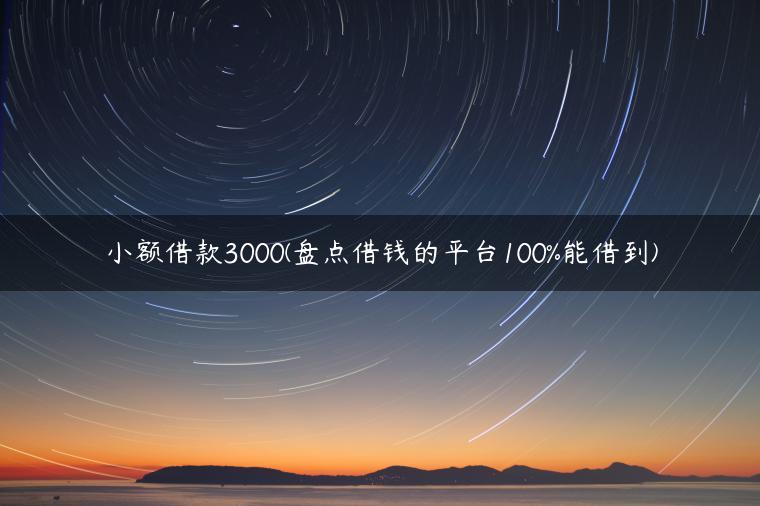 小额借款3000(盘点借钱的平台100%能借到)