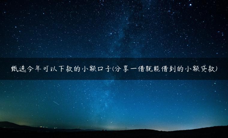 甄选今年可以下款的小额口子(分享一借就能借到的小额贷款)