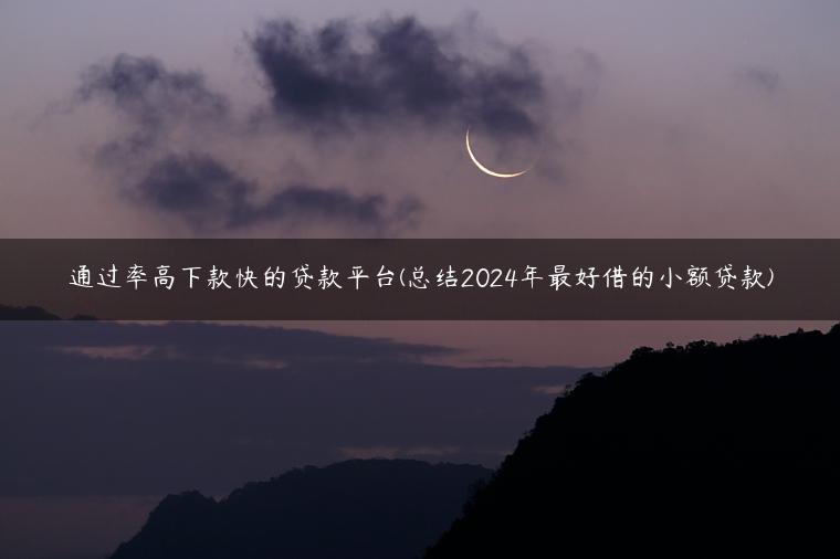 通过率高下款快的贷款平台(总结2024年最好借的小额贷款)